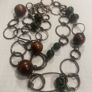 Elegant Green and Brown Beaded Necklace
